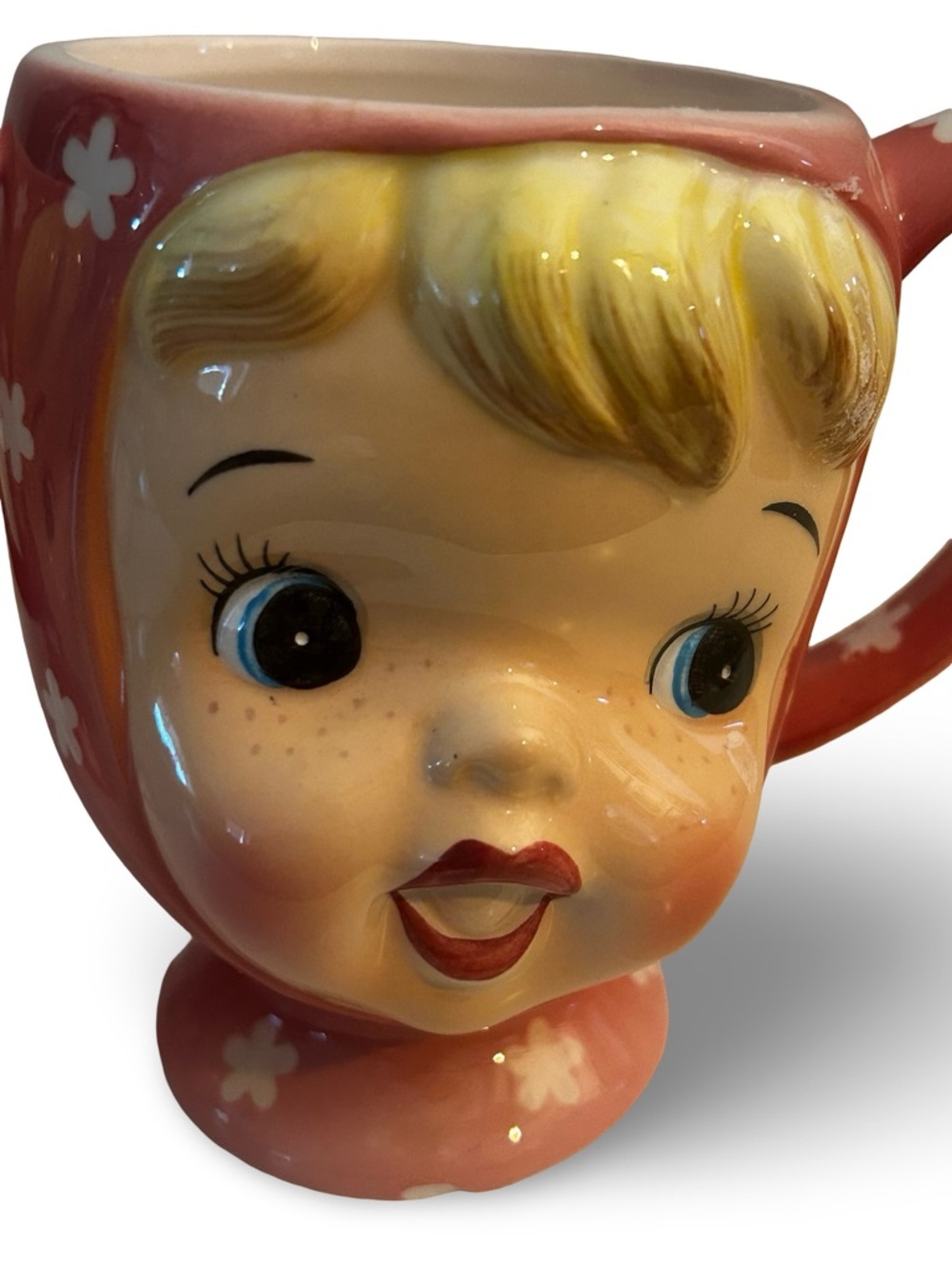 Vintage Napcoware Anthropomorphic Girl Face Mug Set 2 Japan Kitschy Ceramic Cups - Picture 5 of 8